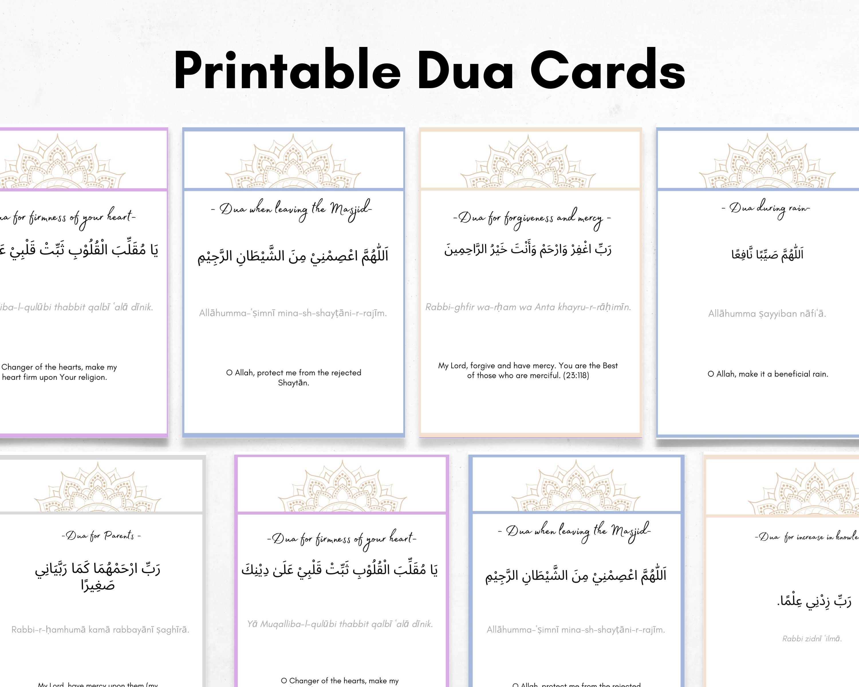 40 Dua Cards to Print, Digital Download, Everyday Duas and Quranic Duas ...