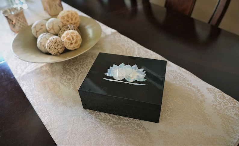 Lotus Flower Decorative Jewelry Trinket Keepsake Box