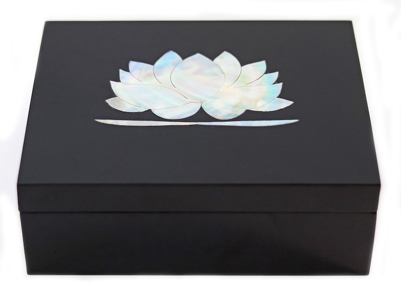 Lotus Flower Decorative Jewelry Trinket Keepsake Box