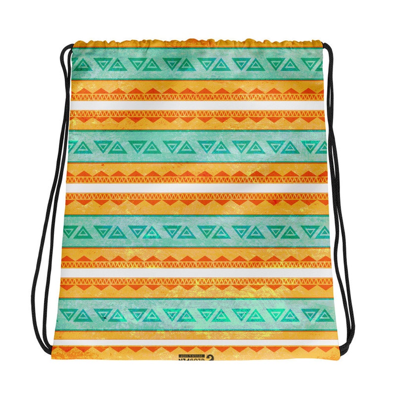 Drawstring Bag Tropic Surf beach bag light travel bag Ethnic Boho style Bohemian 2 sides tribal print Globpen GP3607D Gym Sport Bag
