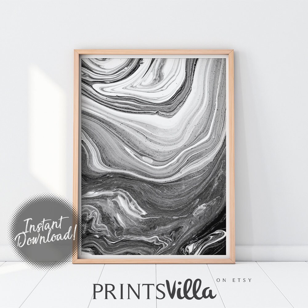 Abstract Wall Art Black And White Marble Wall Art Abstract Etsy