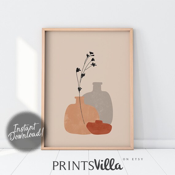 Pottery Wall Art Minimalist Plant Art Abstract Vase Art | Etsy