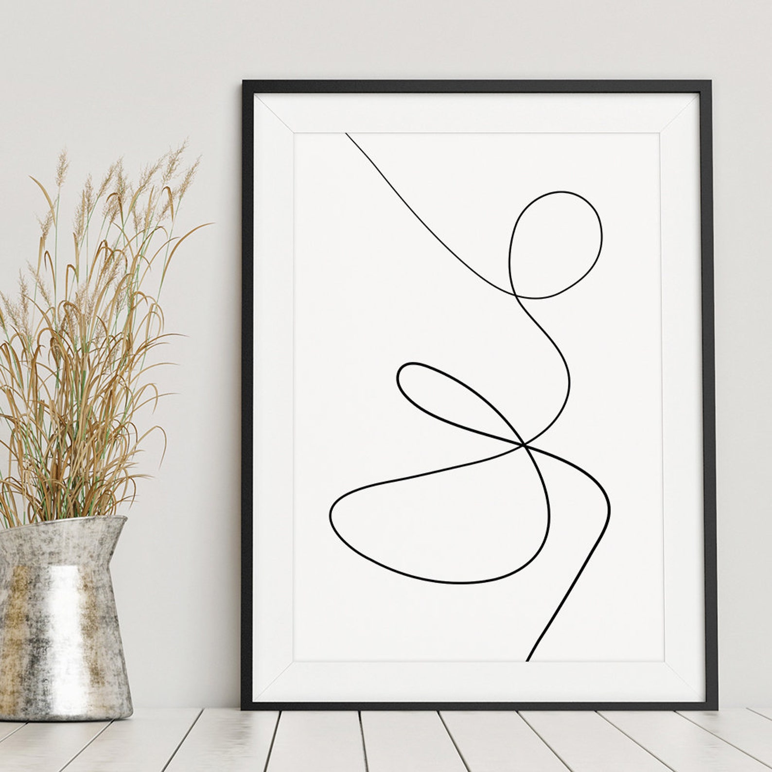 One Line Wall Art Line Drawing Print Neutral Abstract Wall Etsy