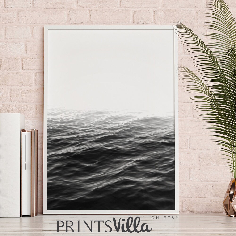 Black And White Ocean Print Ocean Wall Art Ocean Waves Print Etsy