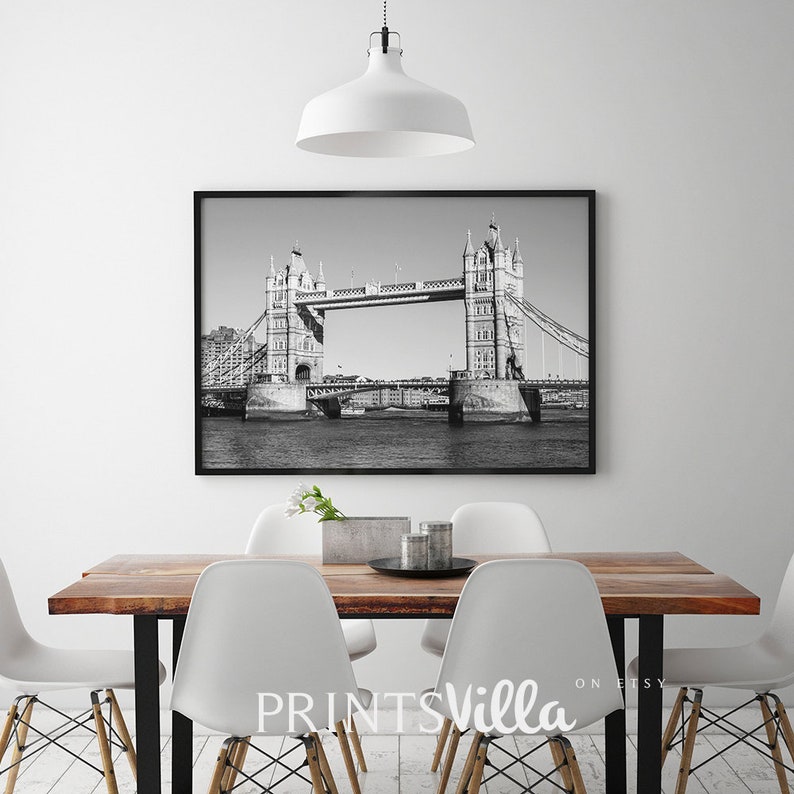 Tower Bridge Print London Wall Art Black and White England Etsy