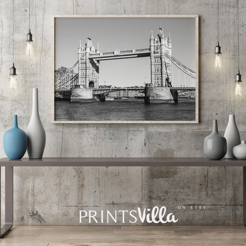 Tower Bridge Print London Wall Art Black and White England Etsy