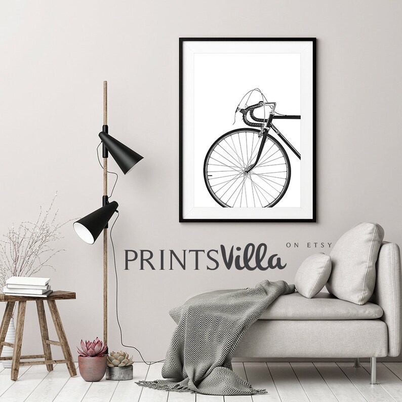 Bike Print Bicycle Wall Art Black and White Modern Poster | Etsy