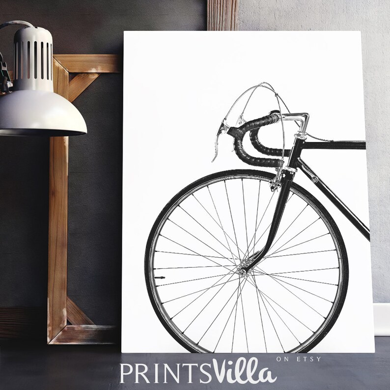 Bike Print Bicycle Wall Art Black and White Modern Poster | Etsy