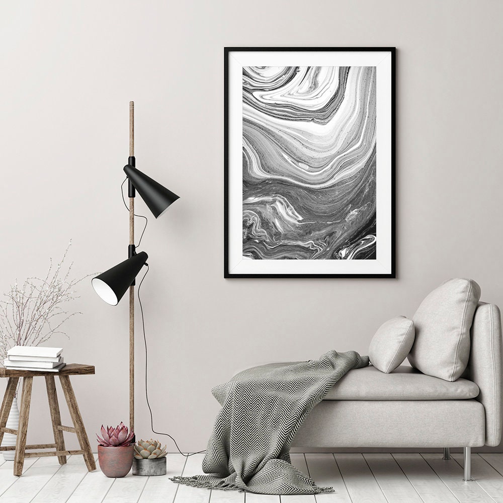 Abstract Wall Art Black And White Marble Wall Art Abstract Etsy
