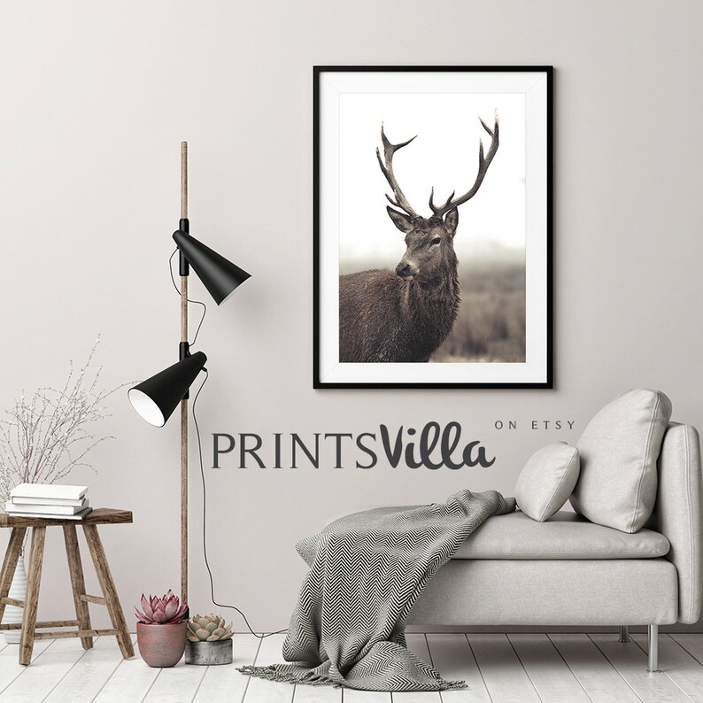 Deer Print Forest Animal Wall Art Stag Print Nature Etsy