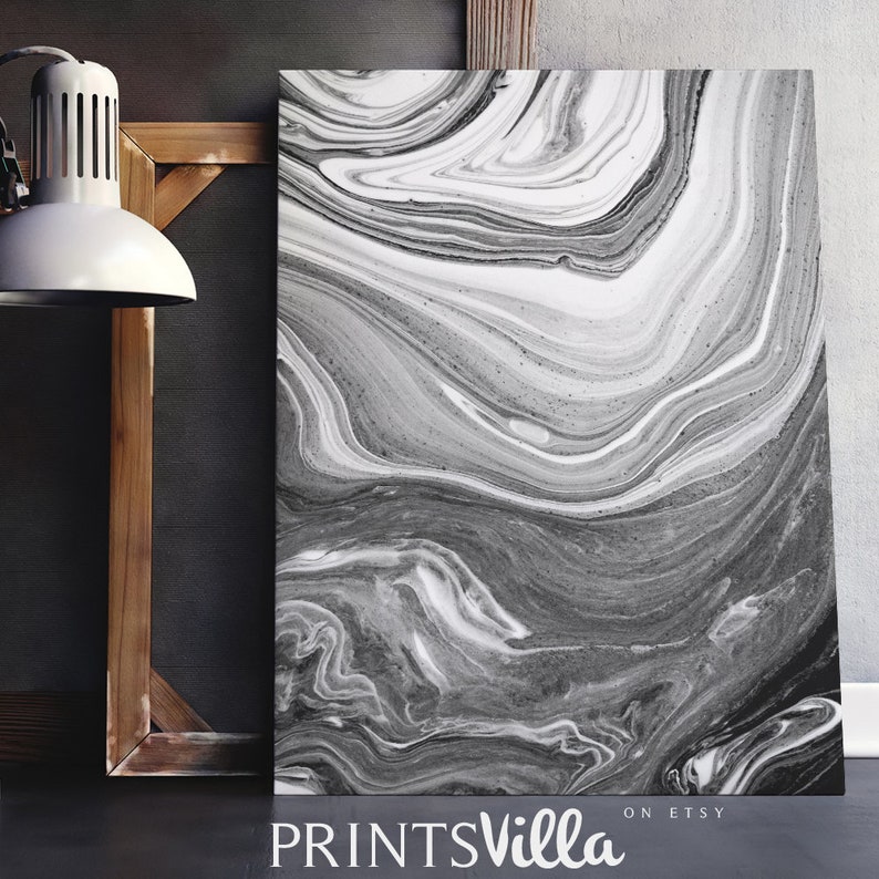 Abstract Wall Art Black And White Marble Wall Art Abstract Etsy