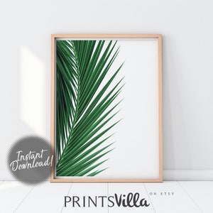 Palm Leaf Wall Art Tropical Leaf Prints Printable Leaf Etsy