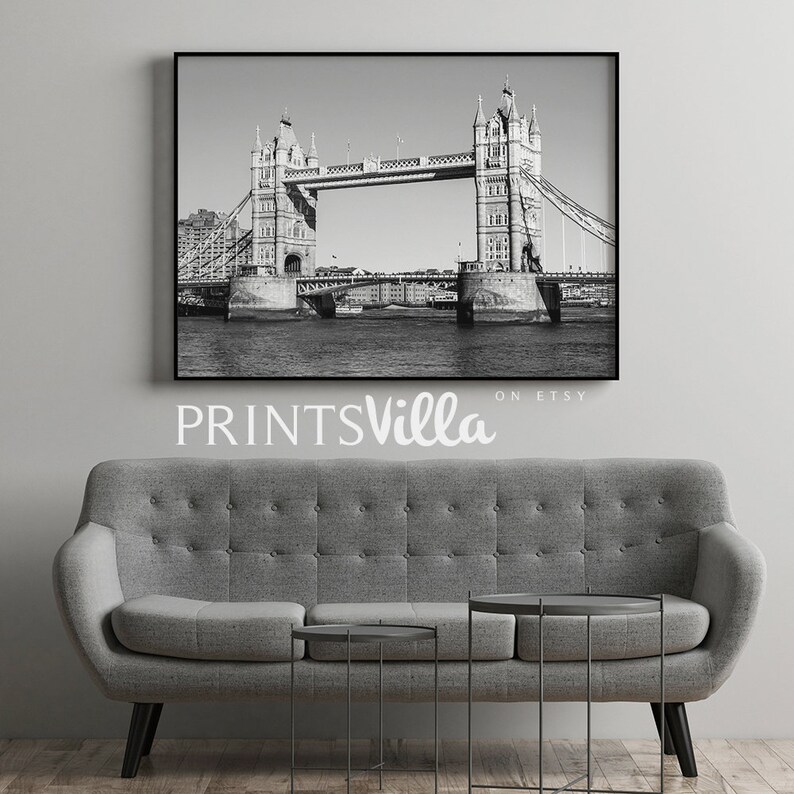 Tower Bridge Print London Wall Art Black and White England Etsy