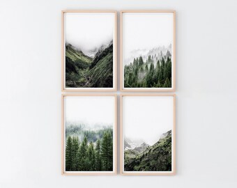 Nature Prints, Mountain Wall Art, Forest Print Set Of 4 Prints Landscape Photography Mountain Print Forest Wall Art Tree Print Forest Poster