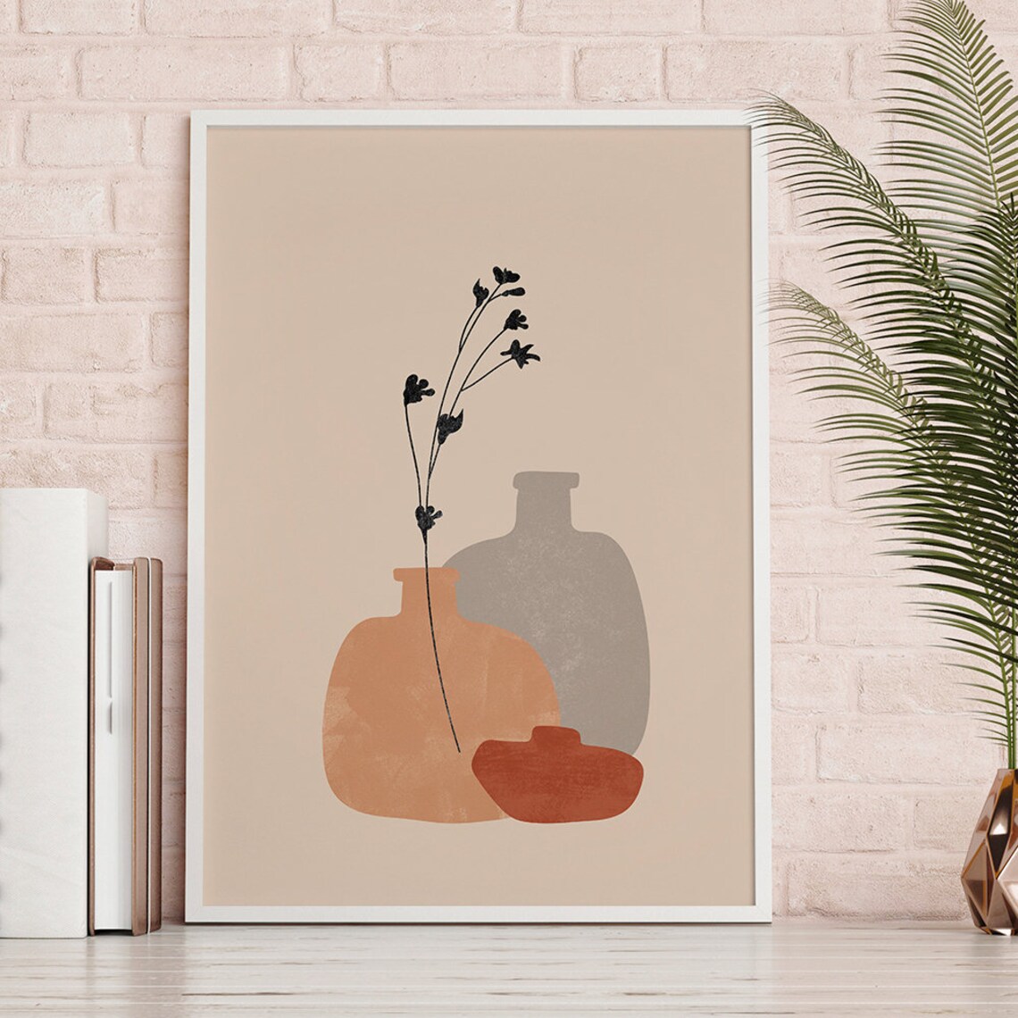 Pottery Wall Art Minimalist Plant Art Abstract Vase Art | Etsy