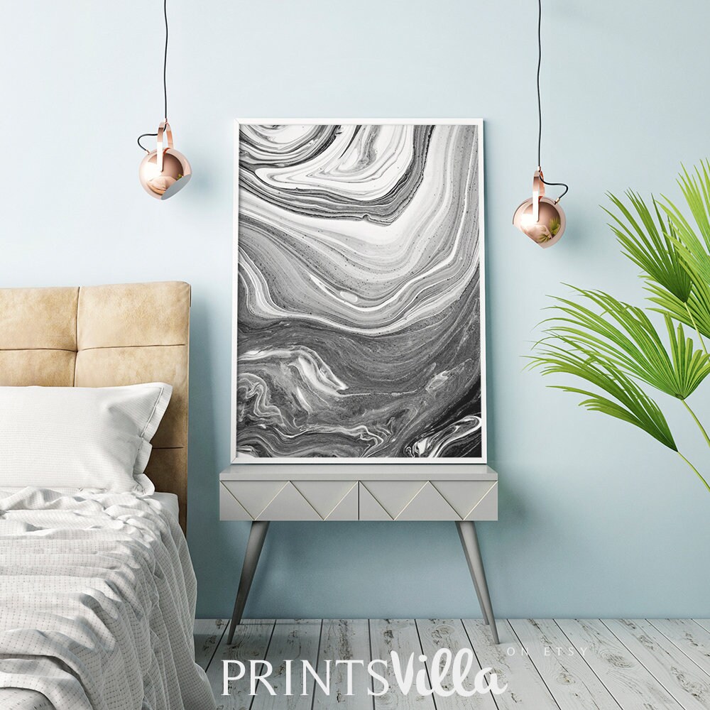 Abstract Wall Art Black And White Marble Wall Art Abstract Etsy