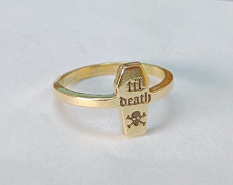Til death Engraving band ring 925 Silver Flat band Ring wedding ring til death ring promise ring gift for her Valentine Gift Secret message