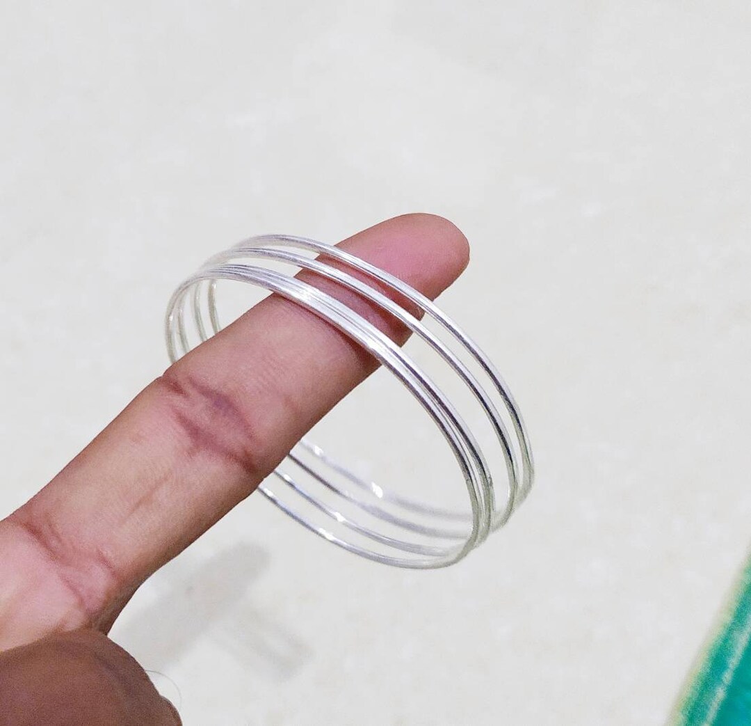925 Sterling Silver Bangles, Thin Silver Bangle, Minimalist Bangles