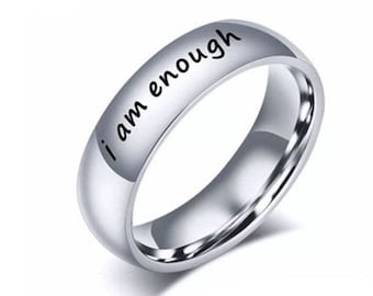 I Am Enough Ring, 925 Sterling Silver Ring for Women, Motivational Ring, Engraved Ring, Inspirational Quote Ring, Gift For Her