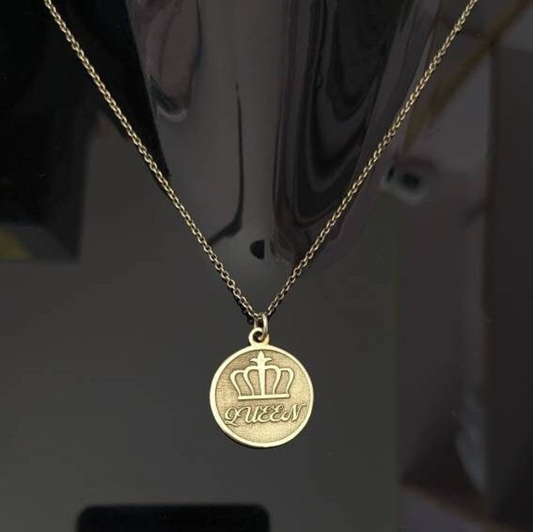 Queen Pendant Necklace, Queen Crown Necklace, Queen Charm Necklace