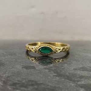 14K Gold Filled Emerald Zircon Ring For Women, Gemstone Ring,  Birthstone Ring, Green stone Ring, Women's Stacking Ring, Gold Plated Ring