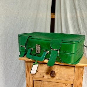 Small green vintage suitcase 60s suitcase