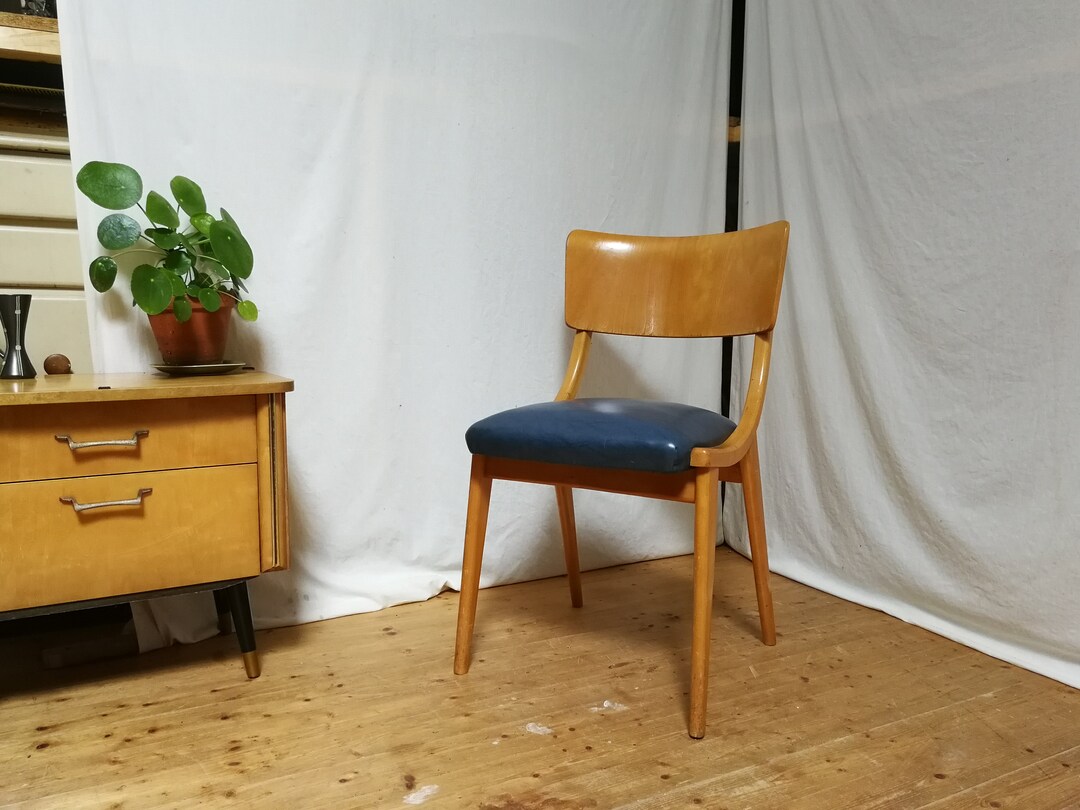 Vintage Kitchen Chair 50s Kitchen Chair Blue Upholstered Chair Etsy