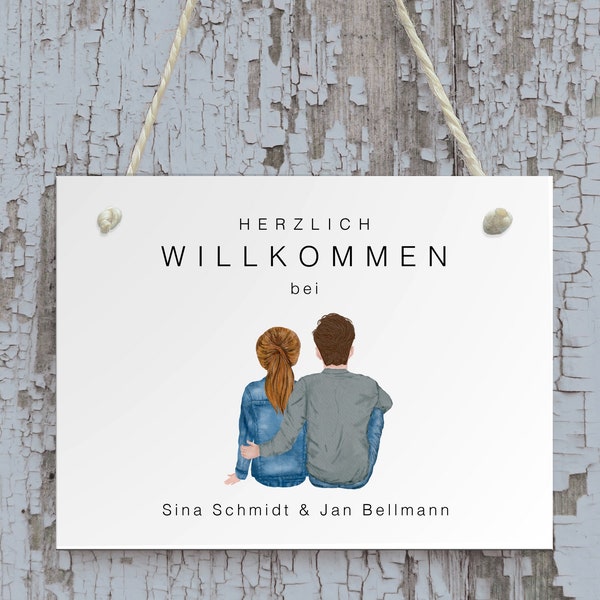 Personalisiertes Schild Haustür, Namensschild Haustür, Geschenk zum Einzug, Geschenk für Paare, Hochzeitsgeschenk