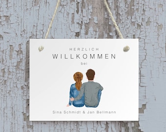 Gepersonaliseerd voordeurbord, naambordje voor de voordeur, housewarming cadeau, cadeau voor koppels, huwelijkscadeau