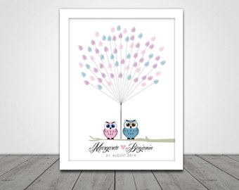 Fingerprint Poster Bridal Couple Etsy