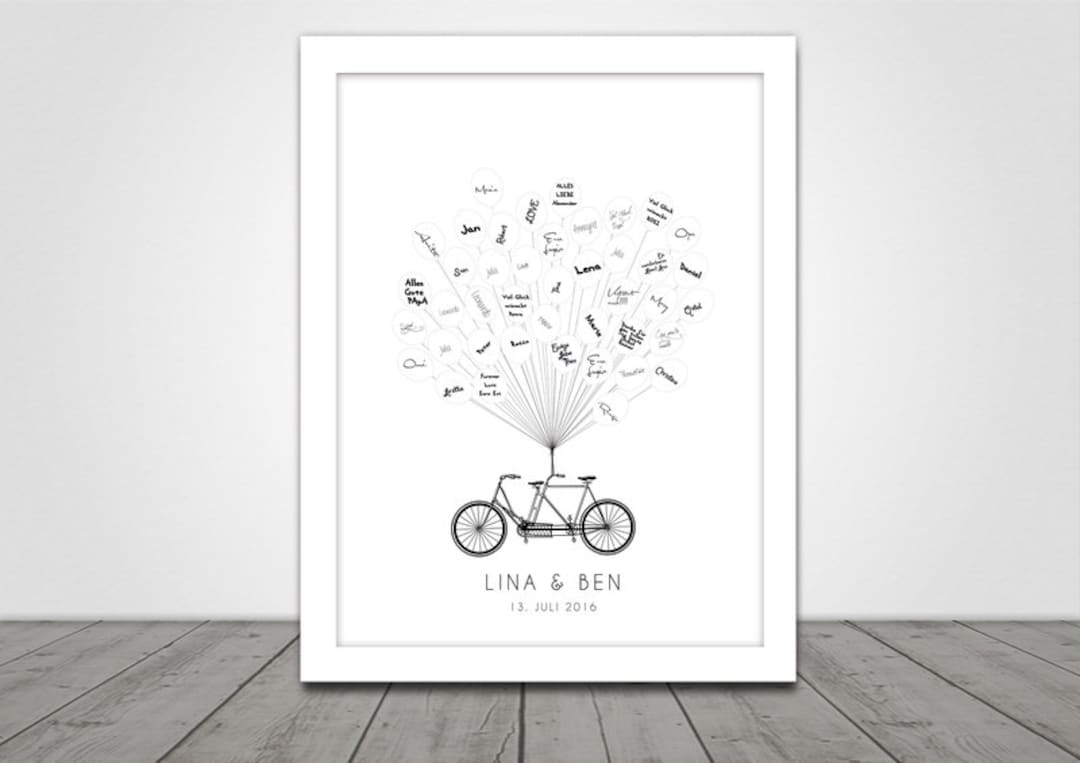 Gästebuch Gästeposter Fahrrad Tandem für Hochzeit Etsy.de