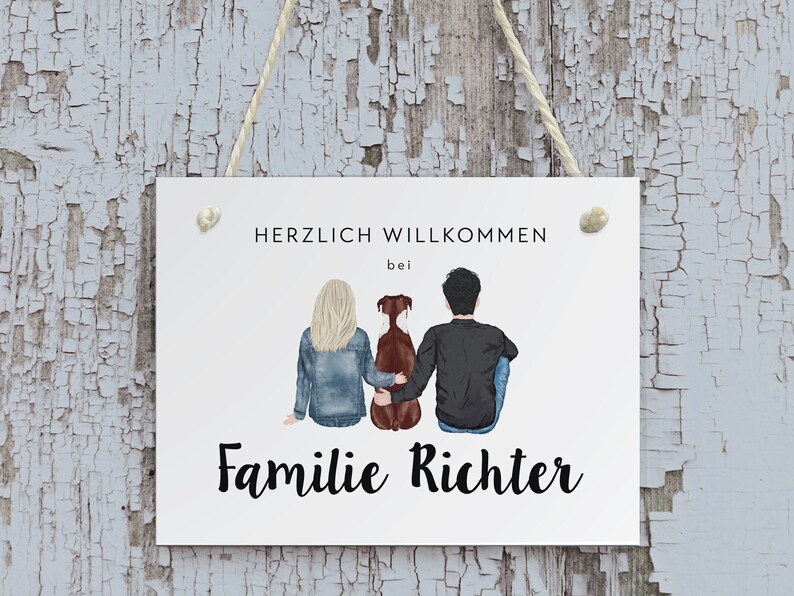 Personalisiertes Schild Familie mit Hund Namensschild Etsy