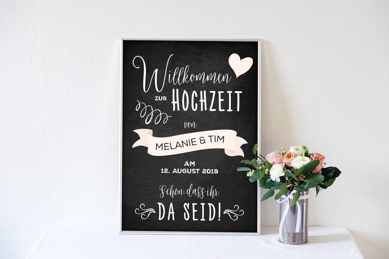 Willkommen Poster zur Hochzeit Willkommen Schild Tafel Rosé Etsy.de