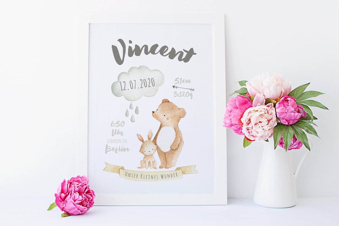 Affiche pour la naissance avis de naissance personnalisé Etsy France