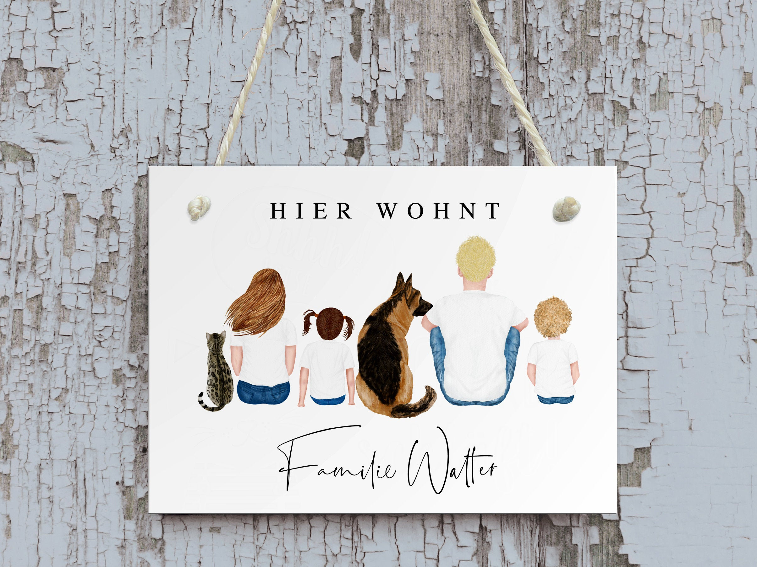 Personalisiertes Türschild Familie mit Katze und Hund Etsy