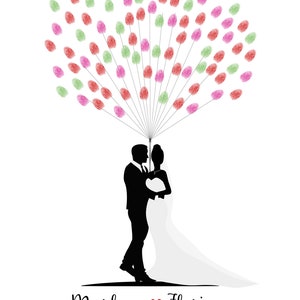 Fingerprint-Poster Traumhochzeit, Fingerabdruckbaum, Premiumpapier oder Leinwand, Geschenkidee Hochzeit, Hochzeitsgeschenk personalisiert Bild 2