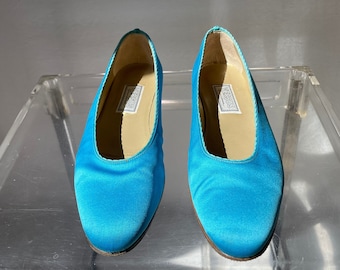 90's Versus by Gianni Versace light-blue satin ballerina flats. Size IT 40