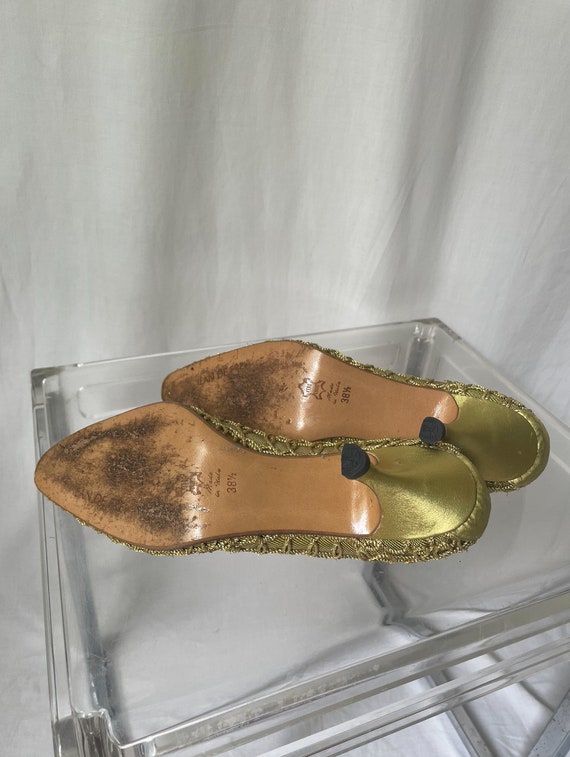 1980's golden heels covered in swirls. Size IT38,5 - image 9