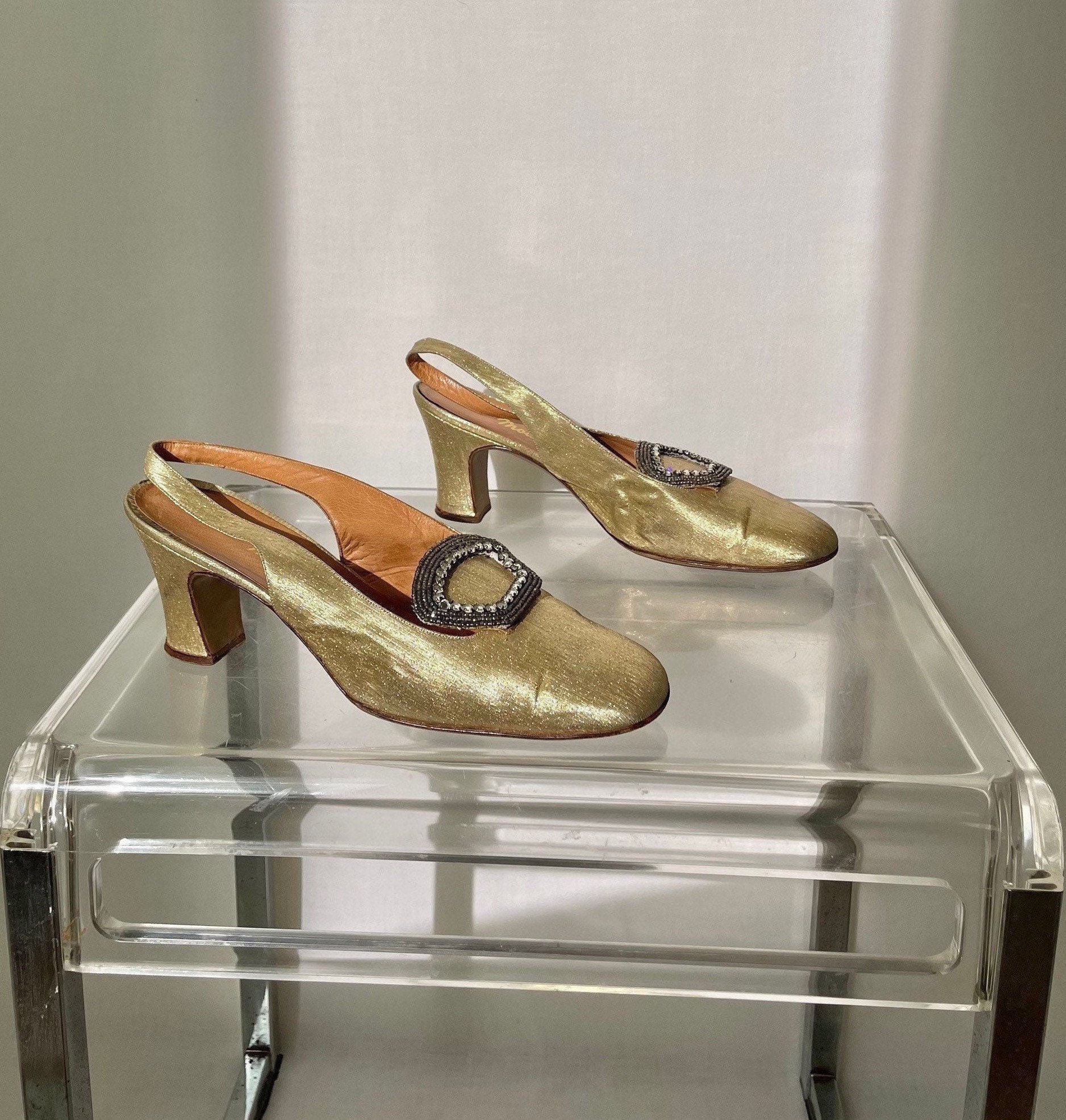 Gold sling back shoes best sale
