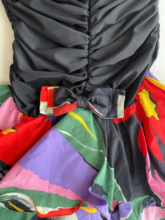 80's strapless dress with black top and tiered mu… - image 8