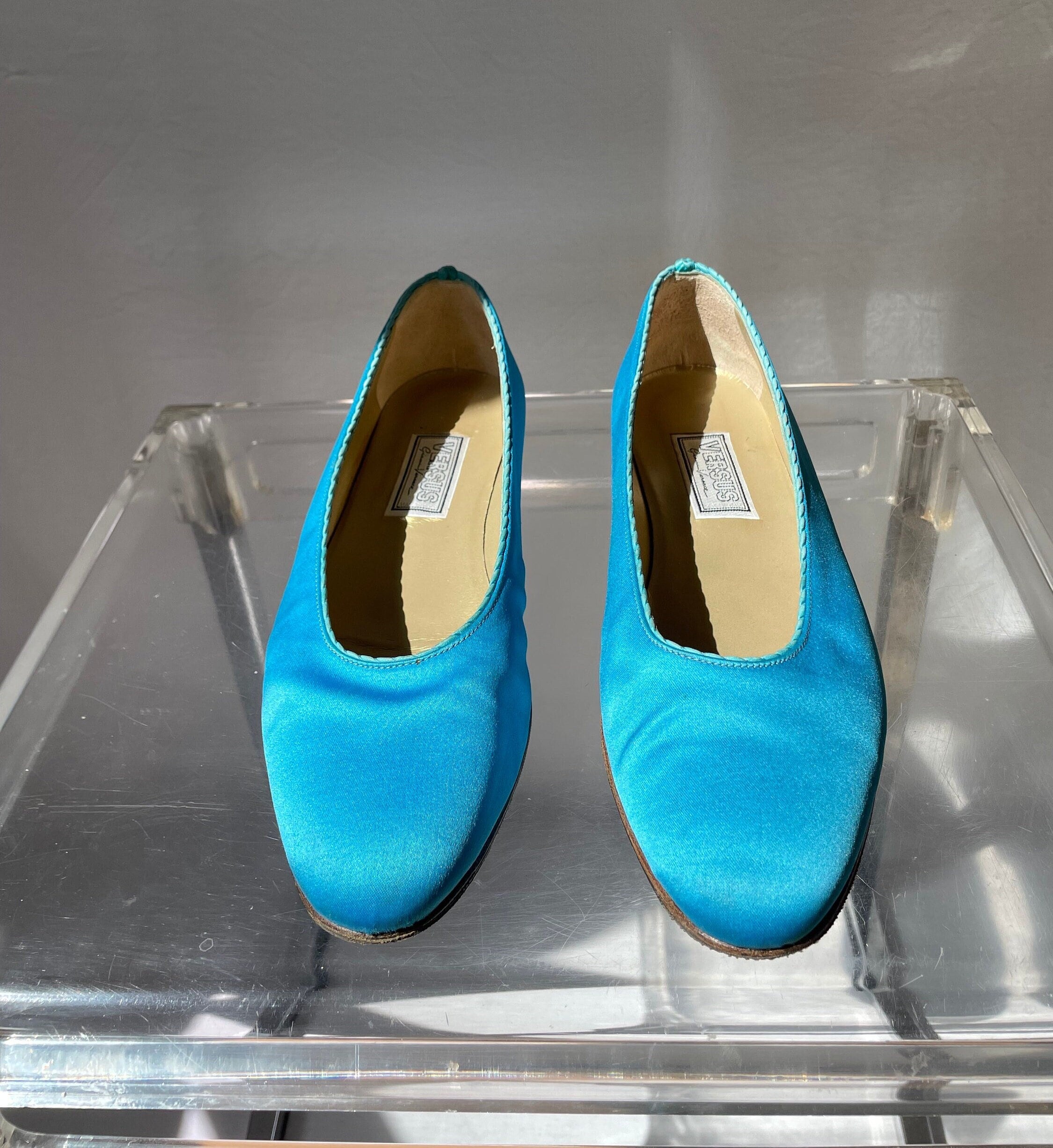 Versus by Gianni Versace light-blue satin ballerina flats, image 2 of 2