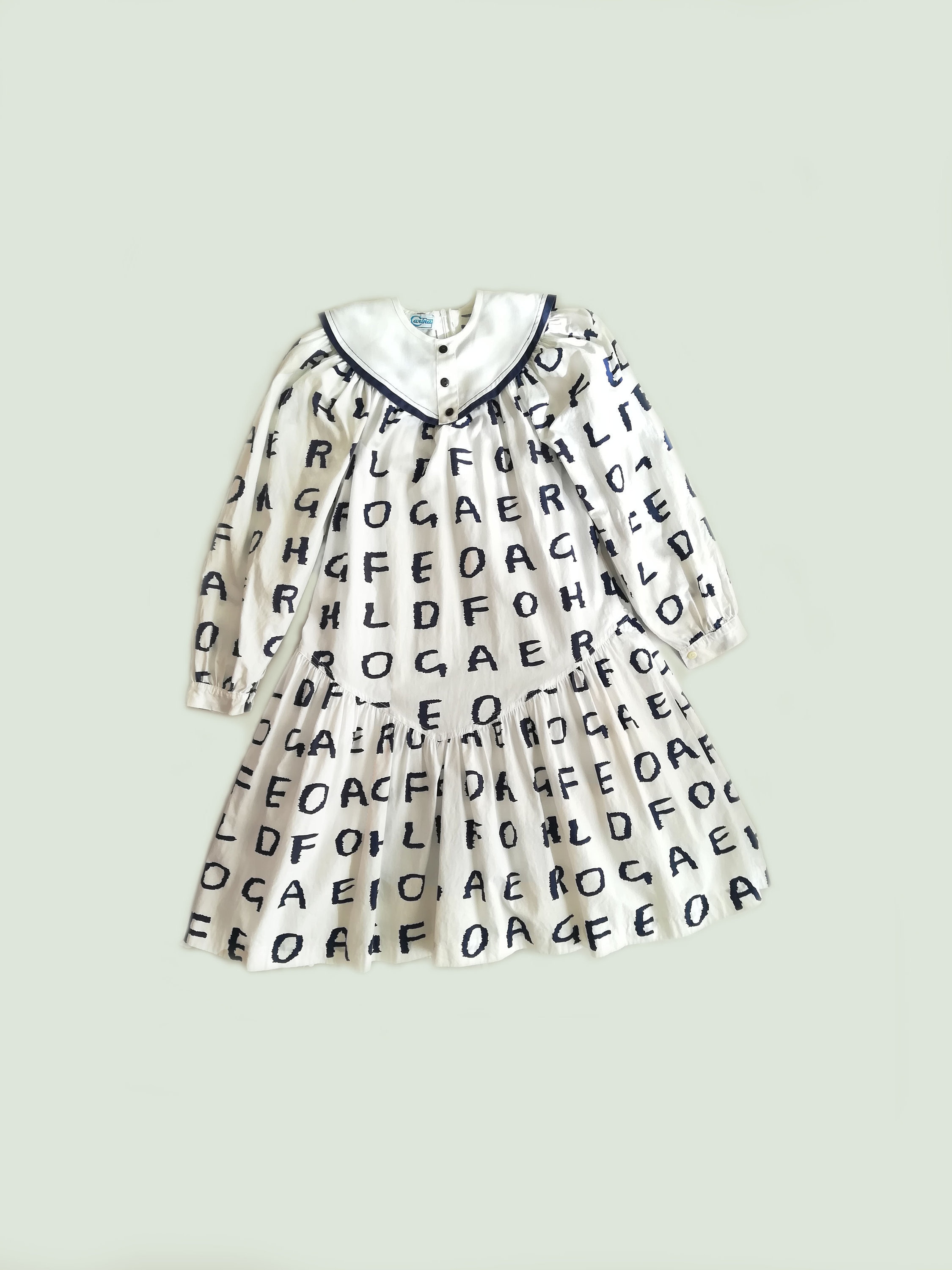 Vintage 80s 90s White And Blue Alphabet Dress Sailor Style Etsy