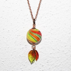 Marble bead Autumn Leaves, made of Murano glass with copper chain, glass, metal, copper, handmade by PERSICO image 4