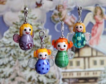 Angel, guardian angel, lucky charm, chain pendant, pocket tree, colorful, glass, lampwork, handmade by PERSICO