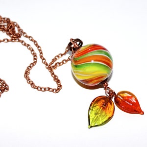 Marble bead Autumn Leaves, made of Murano glass with copper chain, glass, metal, copper, handmade by PERSICO image 2