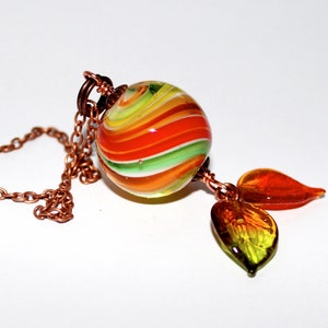 Marble bead Autumn Leaves, made of Murano glass with copper chain, glass, metal, copper, handmade by PERSICO image 3