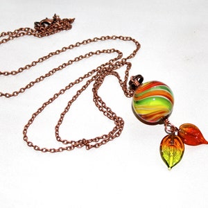 Marble bead Autumn Leaves, made of Murano glass with copper chain, glass, metal, copper, handmade by PERSICO image 6