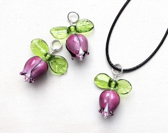 Necklace "Rosebud"; glass bead; Murano glass; Glass; little rose; Blossom; Trailer; rocaille; glass bead; handmade by PERSICO