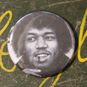 Jimi Hendrix 2.25&quot; Button Keychain Magnet  Pin Badge Electric Ladyland Woodstock Experience Hippie Rock Roll Music Musician Blues Soul 1970s
