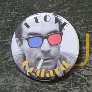 I Love Godard 2.25&quot; Button Keychain Jean Luc 1960s 1950s Magnet  Pin Badge Vintage Breathless French New Wave Film Icon Movie Gift Large